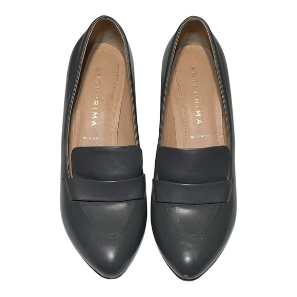 ANTEPRIMA Milano Leather Loafer Pump Grey 3”Block Heel Business Women EU36/US5.5 - Picture 1 of 11